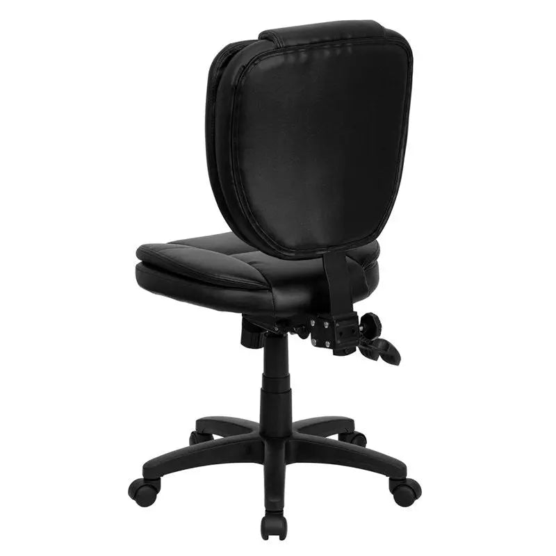 Aberdeen Mid-Back Black Leather Ergonomic Swivel Home/Office Task Chair iHome Studio