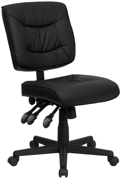 Aberdeen Mid-Back Black Leather Swivel Home/Office Task Chair iHome Studio