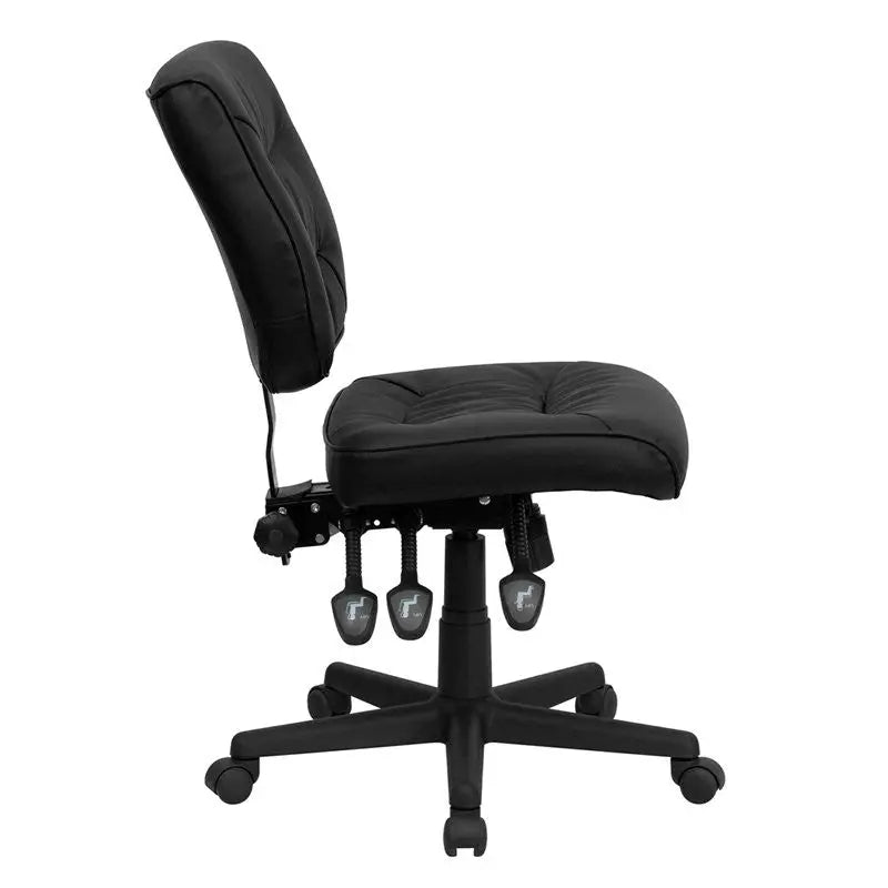 Aberdeen Mid-Back Black Leather Swivel Home/Office Task Chair iHome Studio