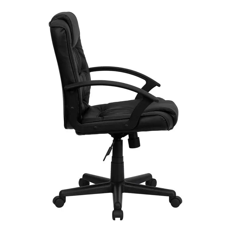 Aberdeen Mid-Back Black Leather Swivel Home/Office Task Chair w/Arms iHome Studio