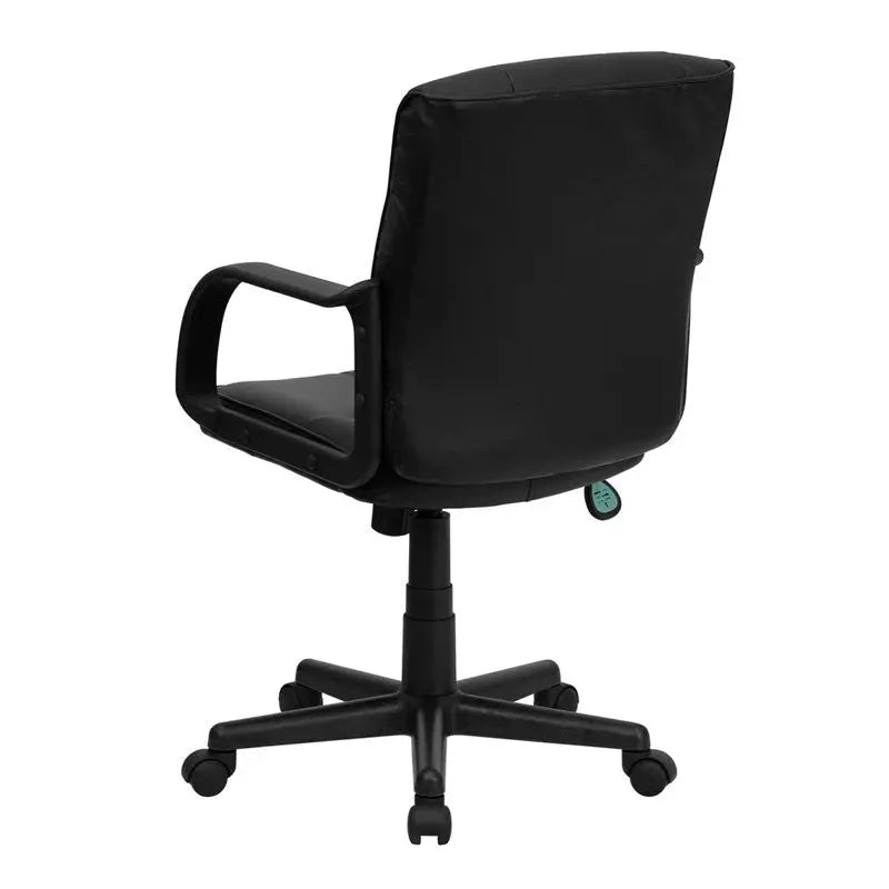 Aberdeen Mid-Back Black Leather Swivel Home/Office Task Chair w/Nylon Arms iHome Studio