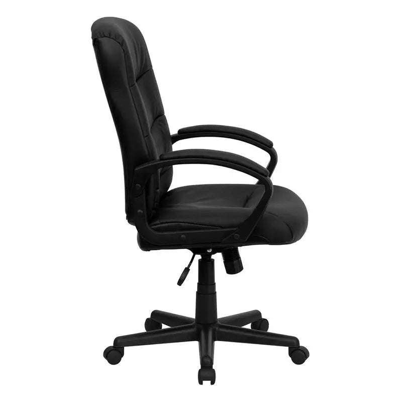 Aberdeen Mid-Back Black Leather Swivel Home/Office Task Chair w/Tilt, Arms iHome Studio