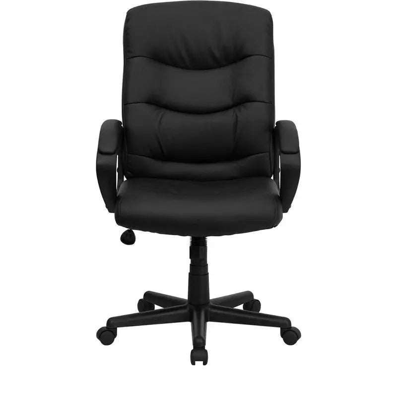 Aberdeen Mid-Back Black Leather Swivel Home/Office Task Chair w/Tilt, Arms iHome Studio