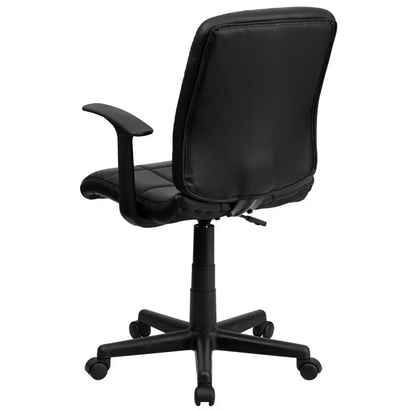 Aberdeen Mid-Back Black Quilted Vinyl Swivel Home/Office Task Chair w/Arms iHome Studio