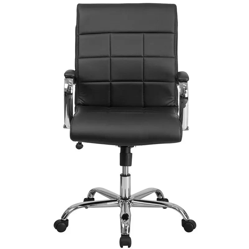 Aberdeen Mid-Back Black Vinyl Executive Swivel Chair w/Chrome Base & Arms iHome Studio