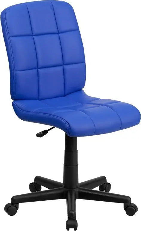 Aberdeen Mid-Back Blue Quilted Vinyl Swivel Home/Office Task Chair iHome Studio