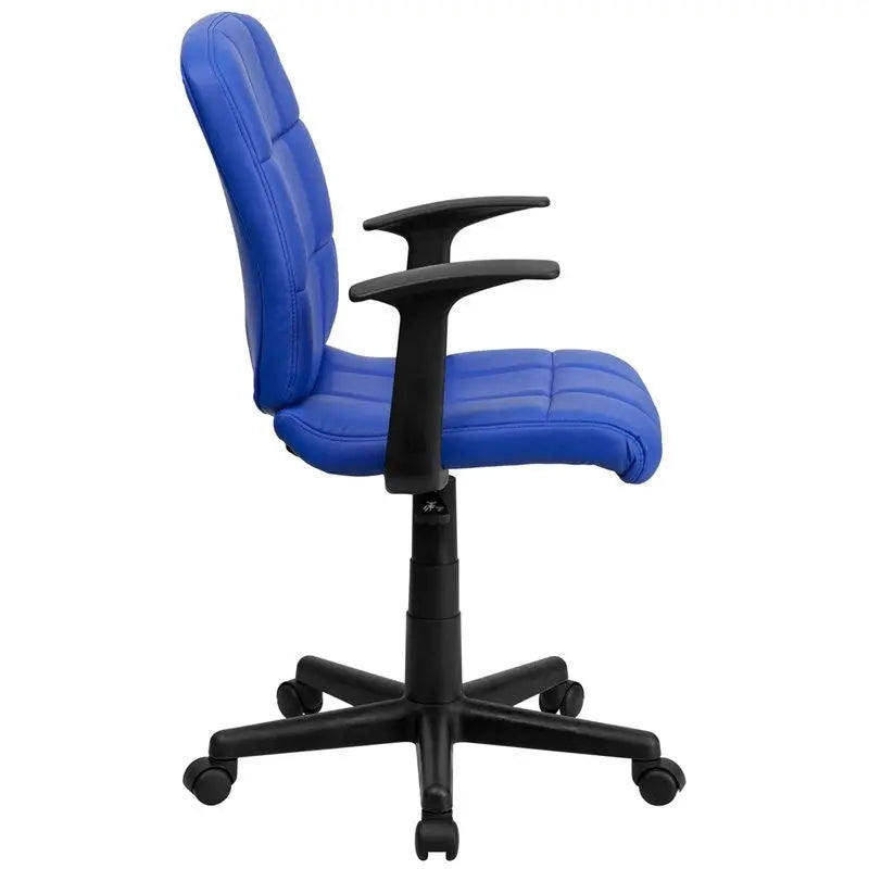 Aberdeen Mid-Back Blue Quilted Vinyl Swivel Home/Office Task Chair w/Arms iHome Studio