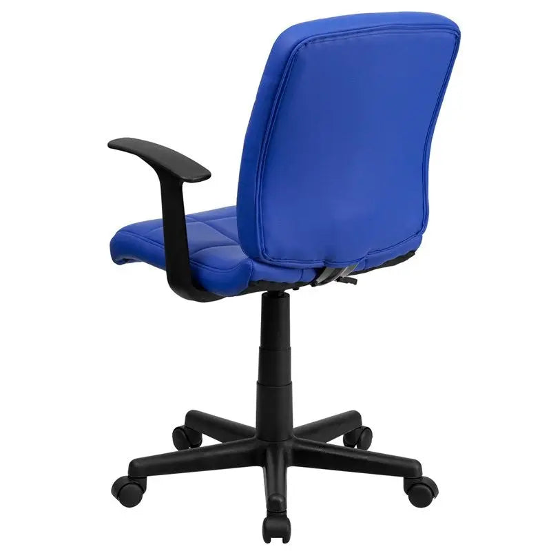 Aberdeen Mid-Back Blue Quilted Vinyl Swivel Home/Office Task Chair w/Arms iHome Studio