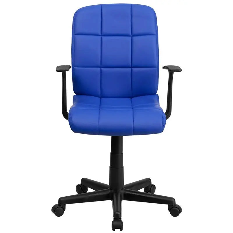 Aberdeen Mid-Back Blue Quilted Vinyl Swivel Home/Office Task Chair w/Arms iHome Studio