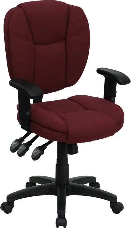 Aberdeen Mid-Back Burgundy Fabric Ergonomic Swivel Home/Office Task Chair w/Arms iHome Studio