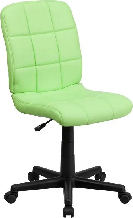 Aberdeen Mid-Back Green Quilted Vinyl Swivel Home/Office Task Chair iHome Studio