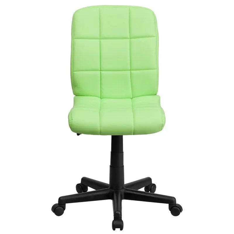 Aberdeen Mid-Back Green Quilted Vinyl Swivel Home/Office Task Chair iHome Studio