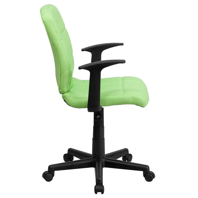 Aberdeen Mid-Back Green Quilted Vinyl Swivel Home/Office Task Chair w/Arms iHome Studio