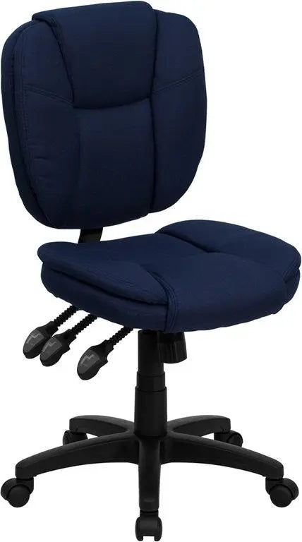 Aberdeen Mid-Back Navy Blue Fabric Ergonomic Swivel Home/Office Task Chair iHome Studio
