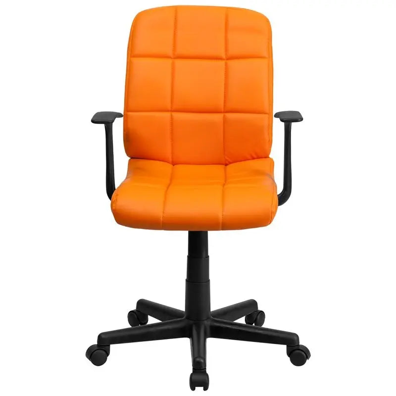 Aberdeen Mid-Back Orange Quilted Vinyl Swivel Home/Office Task Chair w/Arms iHome Studio