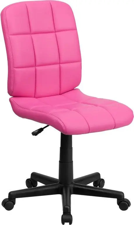 Aberdeen Mid-Back Pink Quilted Vinyl Swivel Home/Office Task Chair iHome Studio