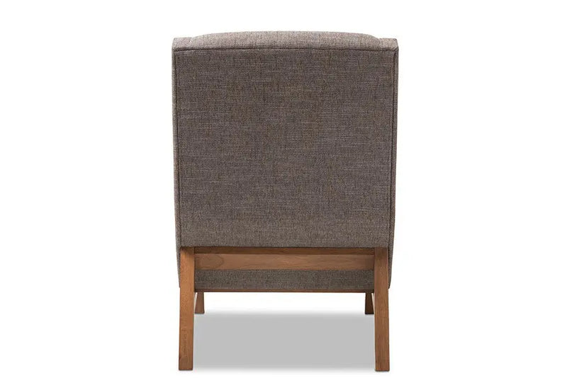 Aberdeen Walnut Wood Finishing and Gravel Fabric Upholstered Lounge Chair iHome Studio