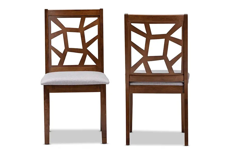 Abilene Grey Fabric Upholstered and Walnut Brown Finished Dining Chair - 2pcs iHome Studio