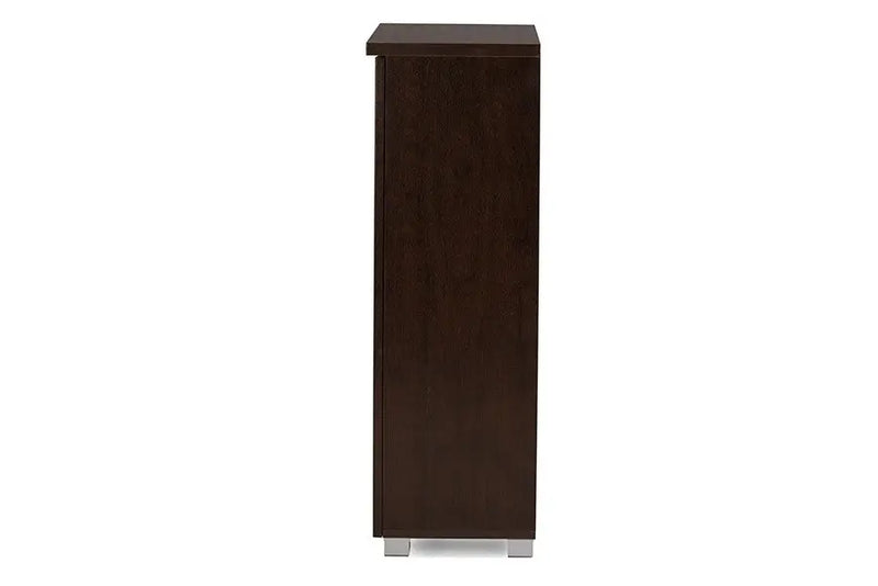 Adalwin 2-Door Dark Brown Wooden Entryway Shoes Storage Cabinet iHome Studio