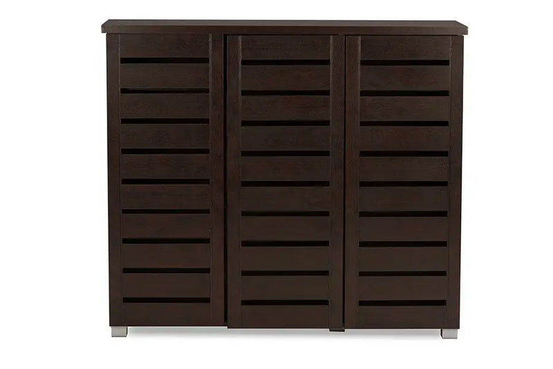 Adalwin 3-Door Dark Brown Wooden Entryway Shoes Storage Cabinet iHome Studio