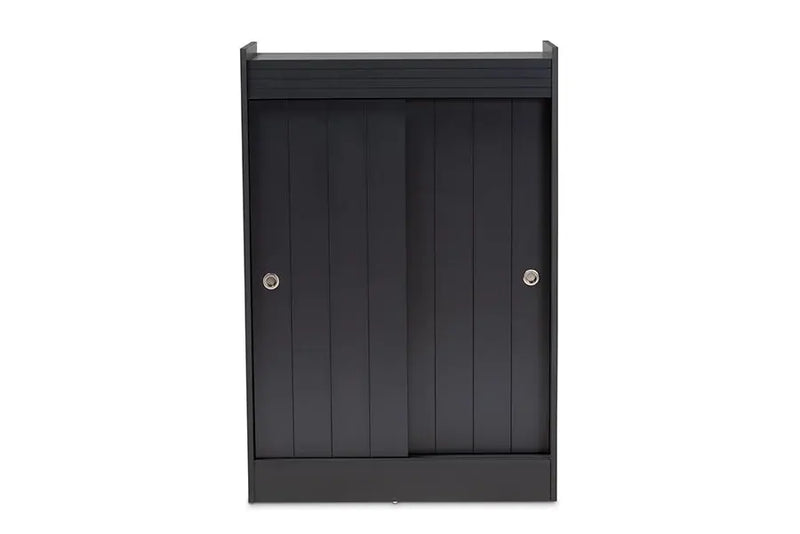 Adalwin Charcoal Finished 2-Door Wood Entryway Shoe Storage Cabinet iHome Studio