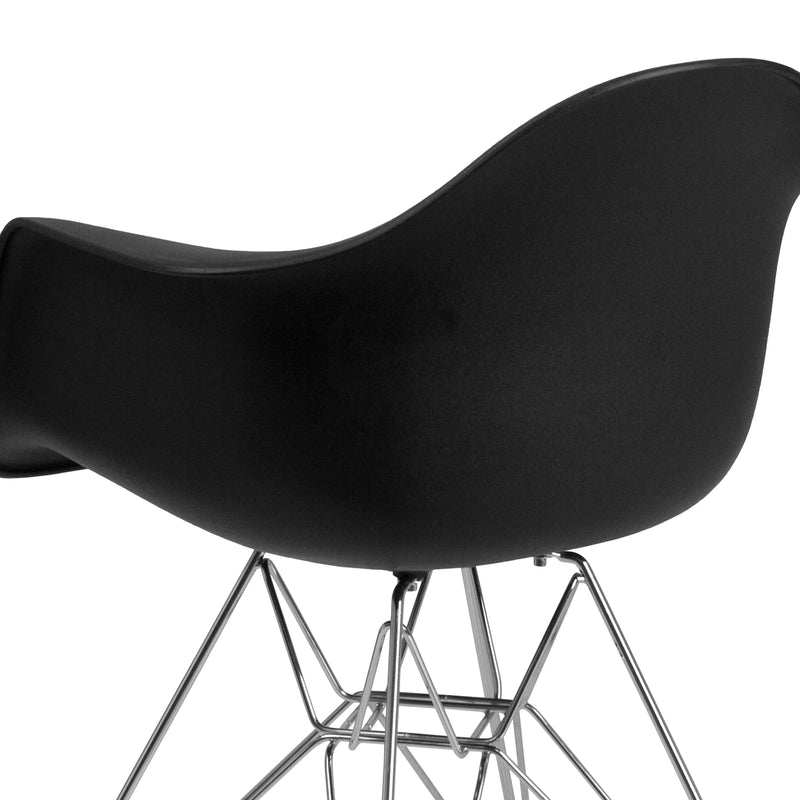 Adam Black Plastic Chair with Chrome Base iHome Studio