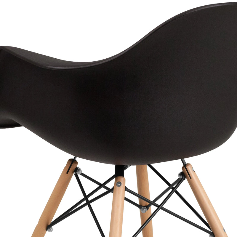 Adam Black Plastic Chair with Wooden Legs iHome Studio