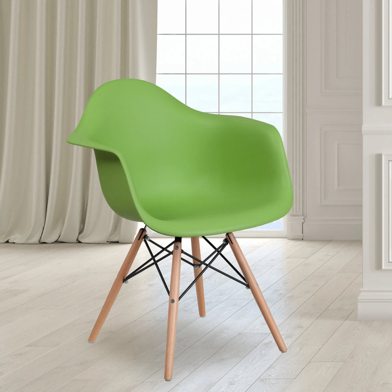 Adam Green Plastic Chair with Wooden Legs iHome Studio