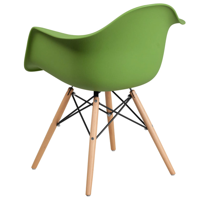 Adam Green Plastic Chair with Wooden Legs iHome Studio