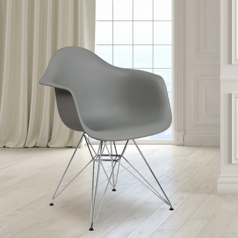 Adam Moss Gray Plastic Chair with Chrome Base iHome Studio