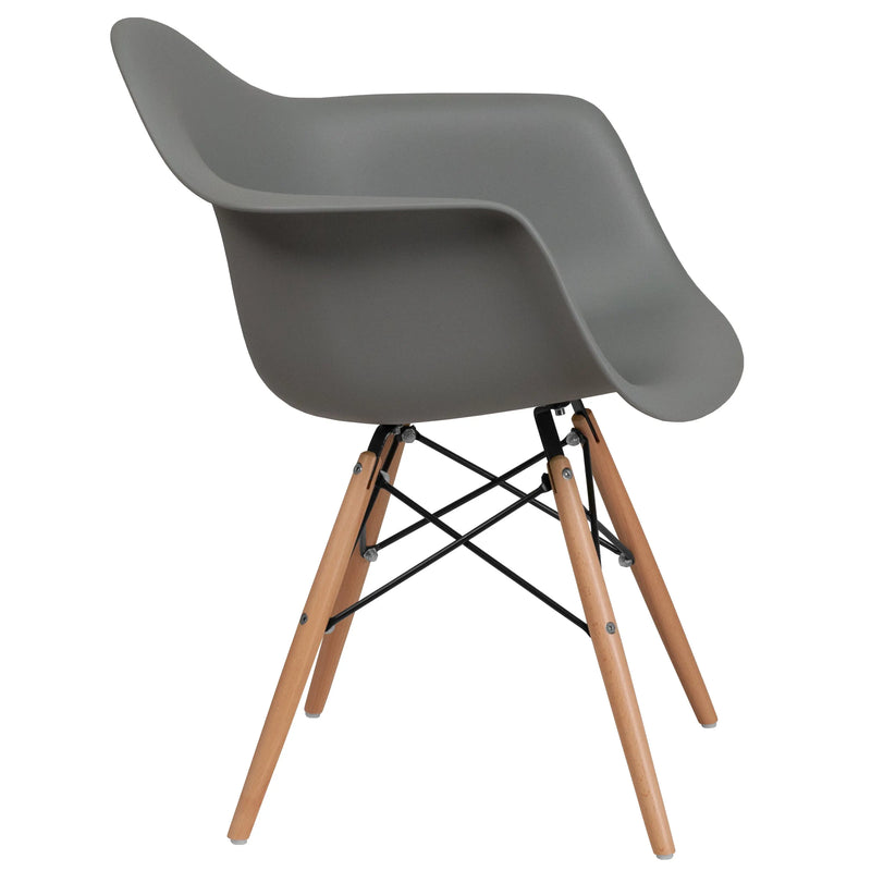 Adam Moss Gray Plastic Chair with Wooden Legs iHome Studio