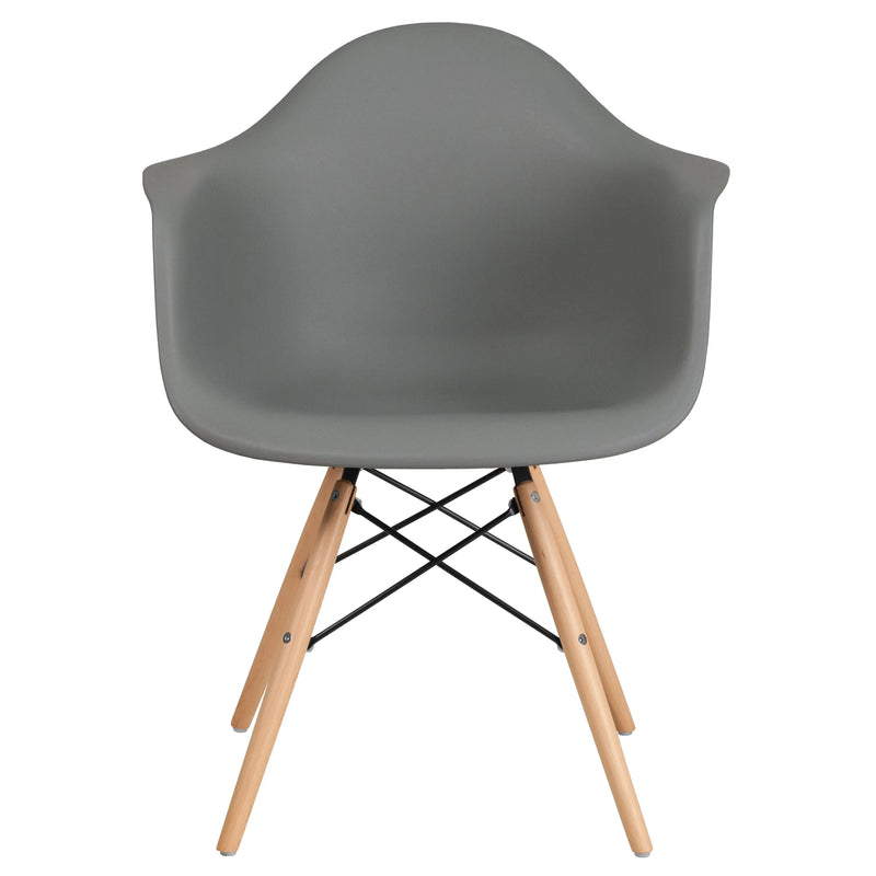 Adam Moss Gray Plastic Chair with Wooden Legs iHome Studio
