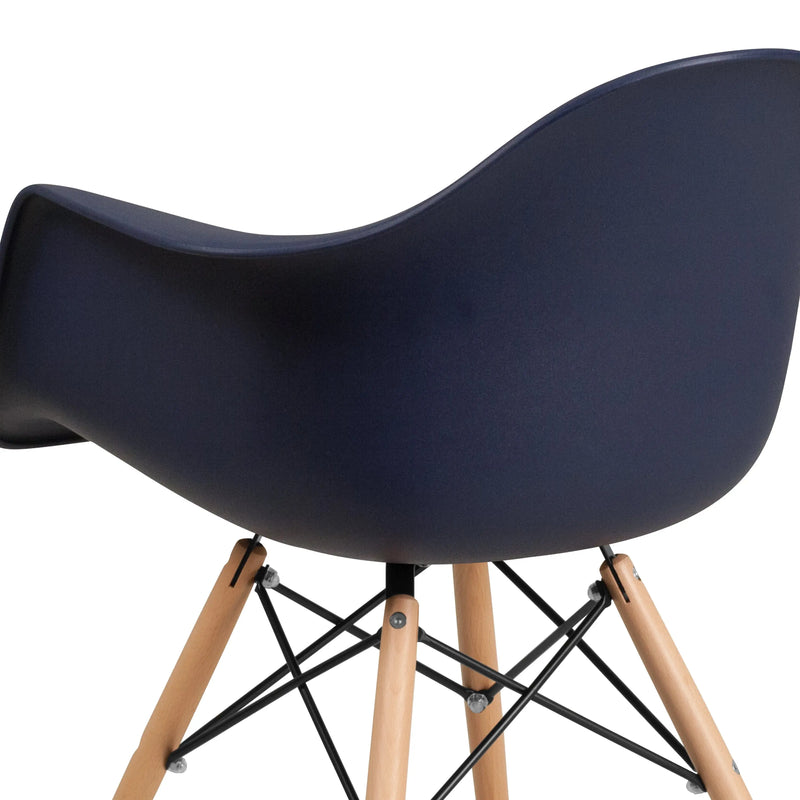 Adam Navy Plastic Chair with Wooden Legs iHome Studio