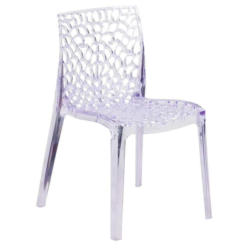Adam Square Back Transparent Stacking Side Chair iHome Studio