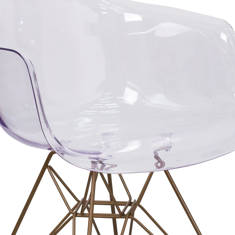 Adam Transparent Side Chair with Gold Base iHome Studio