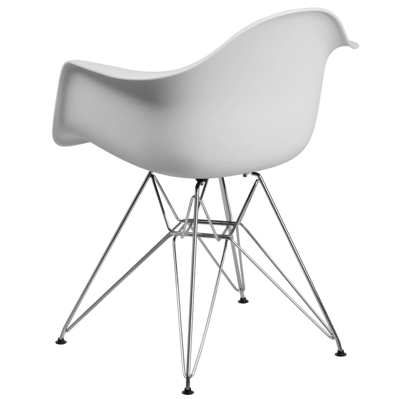 Adam White Plastic Chair with Chrome Base iHome Studio