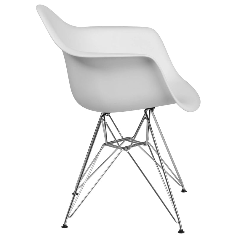 Adam White Plastic Chair with Chrome Base iHome Studio