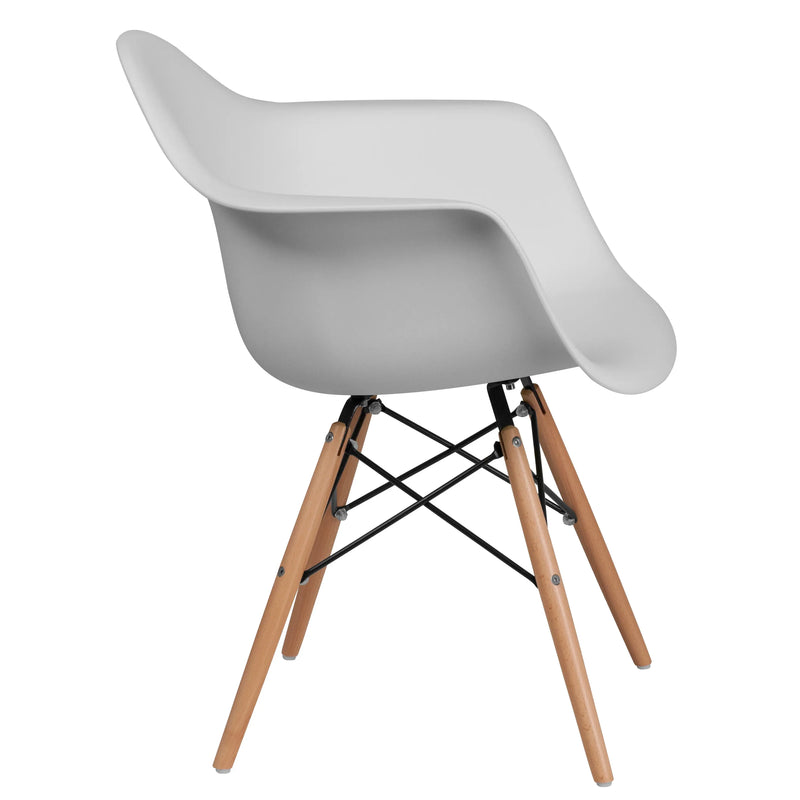 Adam White Plastic Chair with Wooden Legs iHome Studio
