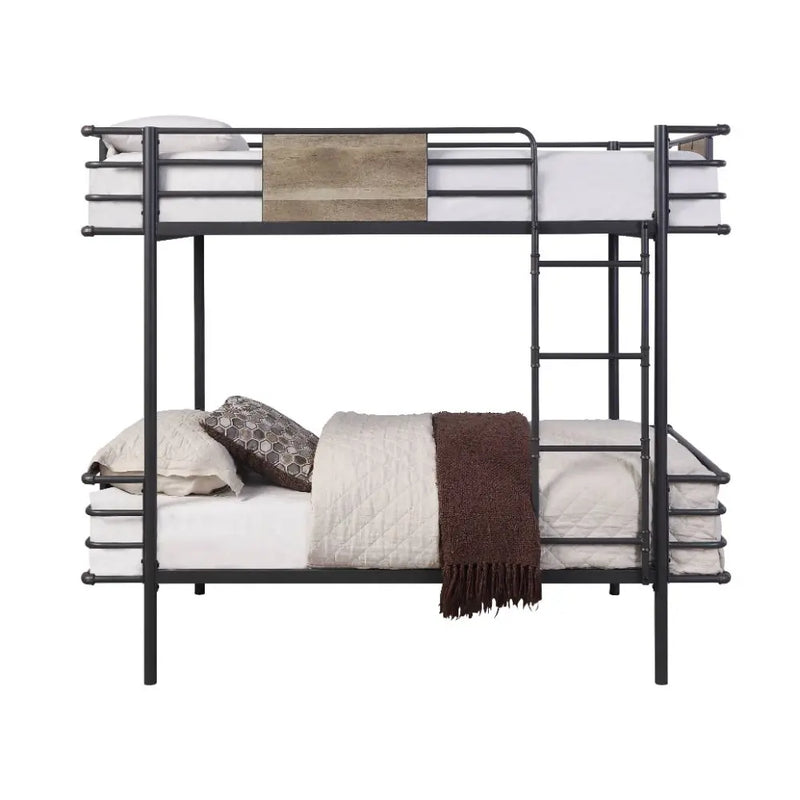 Addilyn Twin/Twin Metal Bunk Bed, Gunmetal iHome Studio