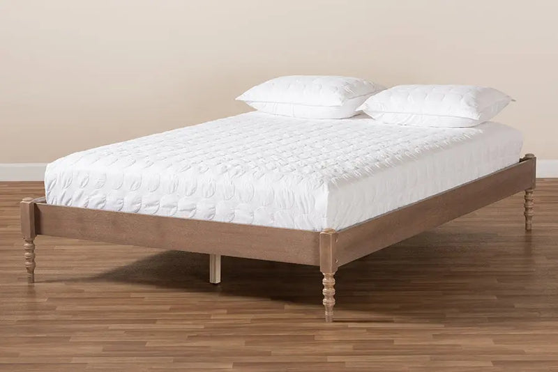 Addison Antique Oak Wood Platform Bed (King) iHome Studio
