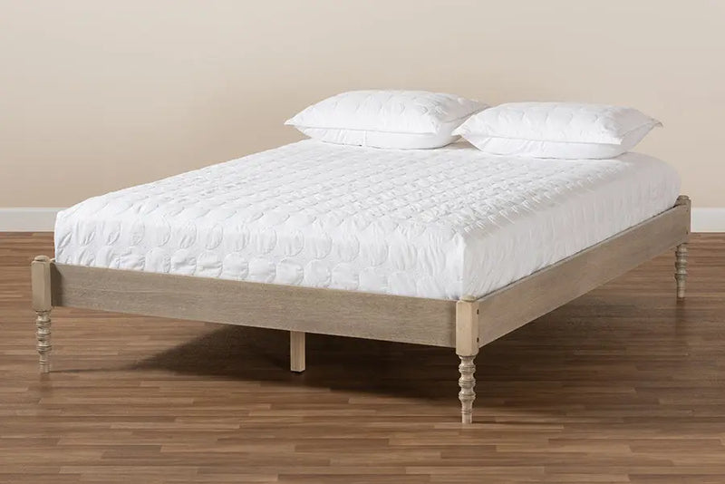 Addison Antique White Oak Wood Platform Bed (Queen) iHome Studio
