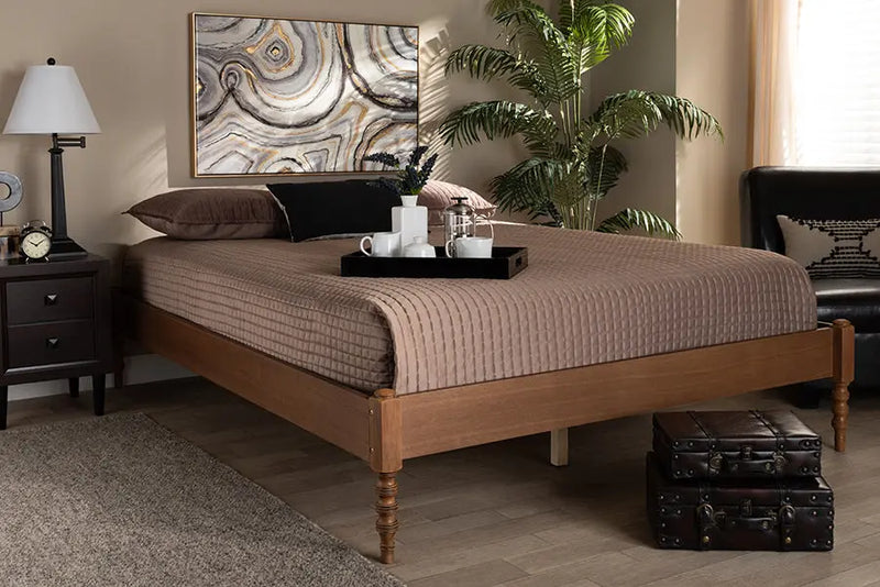 Addison Ash Walnut Wood Platform Bed (Queen) iHome Studio