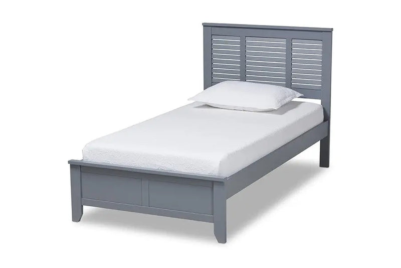 Adela Grey Wood Platform Bed (Twin) iHome Studio