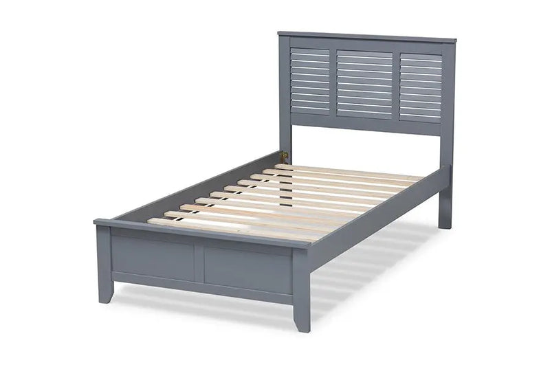 Adela Grey Wood Platform Bed (Twin) iHome Studio