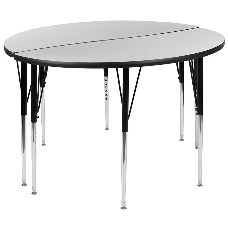 Adelaide 2 Piece 47.5" Circle Wave Flexible Thermal Laminate Activity Table Set - Standard Height Adjustable Legs iHome Studio