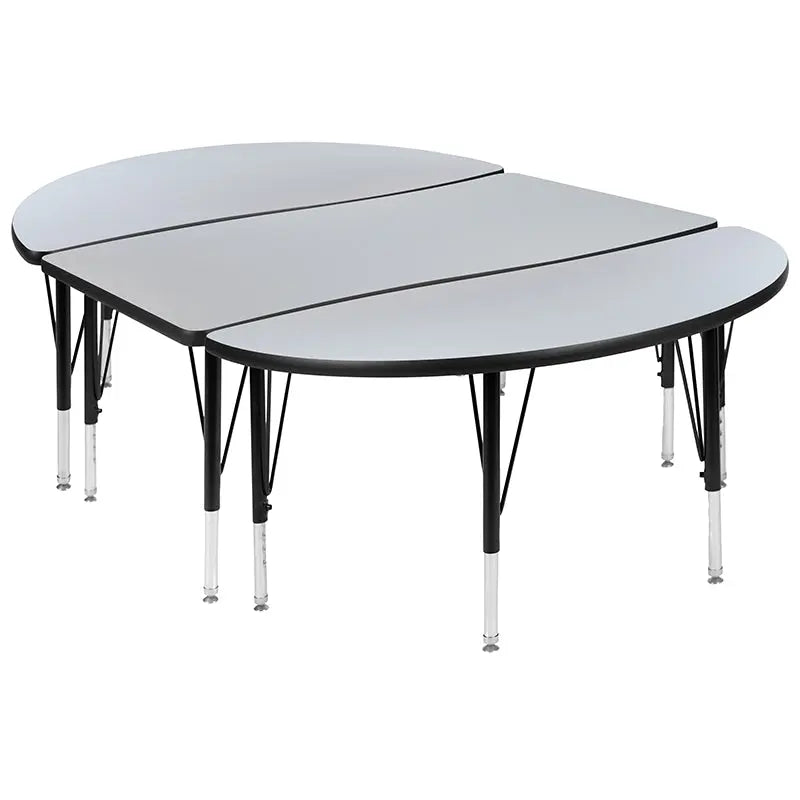 Adelaide 2 Piece 76" Oval Wave Flexible Thermal Laminate Activity Table Set - Height Adjustable Short Legs iHome Studio