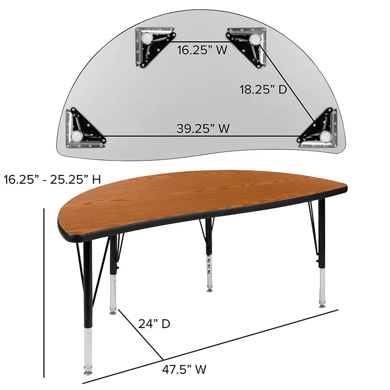 Adelaide 2 Piece 76" Oval Wave Flexible Thermal Laminate Activity Table Set - Height Adjustable Short Legs iHome Studio