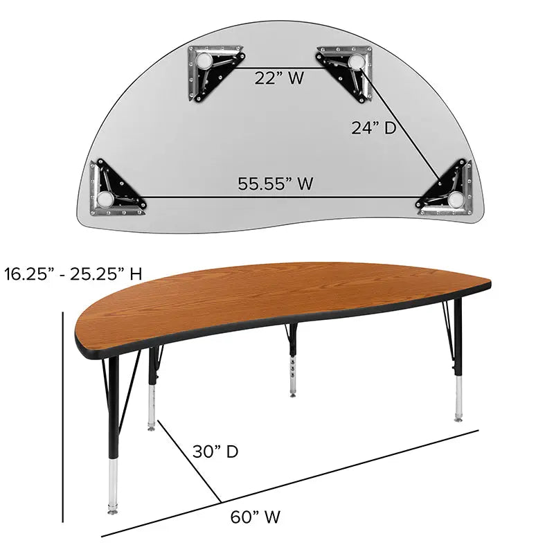 Adelaide 2 Piece 86" Oval Wave Flexible Thermal Laminate Activity Table Set - Height Adjustable Short Legs iHome Studio