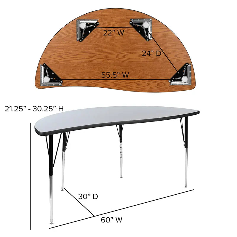 Adelaide 2 Piece 86" Oval Wave Flexible Thermal Laminate Activity Table Set - Standard Height Adjustable Legs iHome Studio