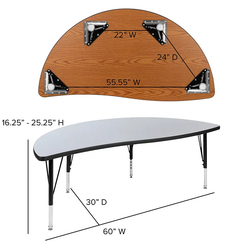 Adelaide 2 Piece Adelaide 60" Circle Wave Flexible Thermal Laminate Activity Table Set - Height Adjustable Short Legs iHome Studio
